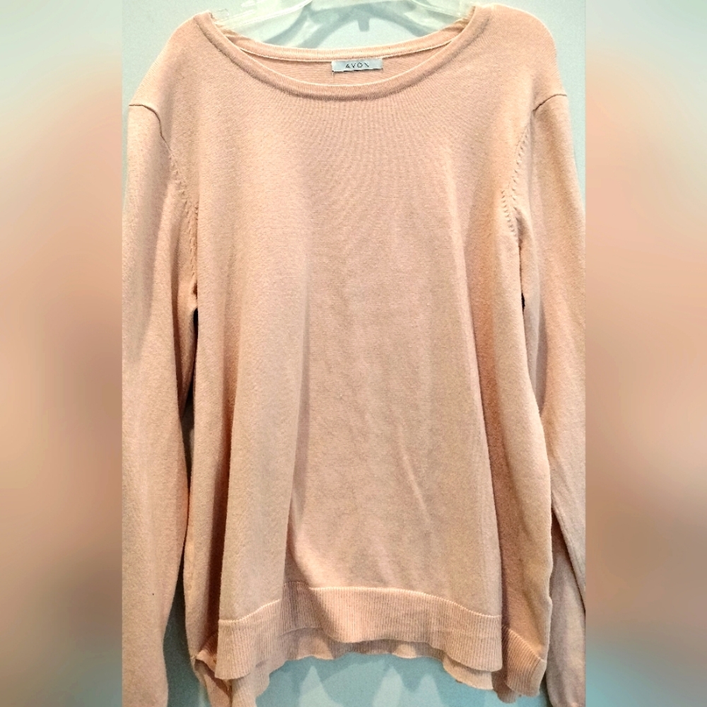 Studio 1886 Avon Women's Peach Pullover Sweater With Peek-a-Boo Sleeves Medium